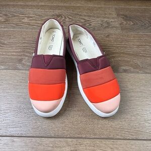 TOMS Women's Alpargata Mallow Slip-On Shoes, Burgundy Multi Sz 9.5 Fall Winter